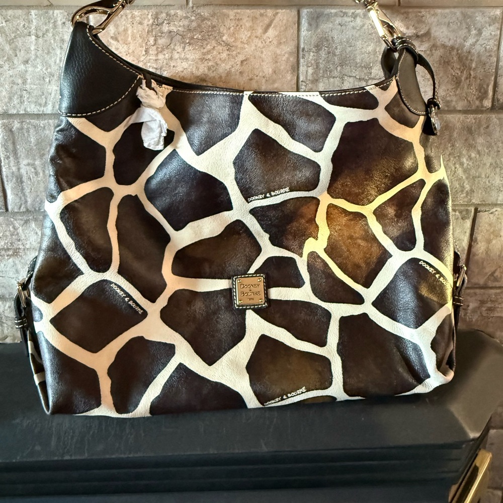 Dooney & Bourke Brown and Cream Giraffe Print Shoulder Bag